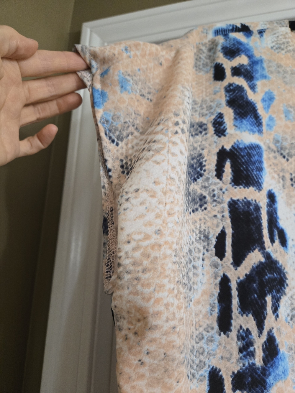 Buddy Love Peach Snake-Print Mini Dress with Blue and Black Accents Size Small - Picture 4 of 5
